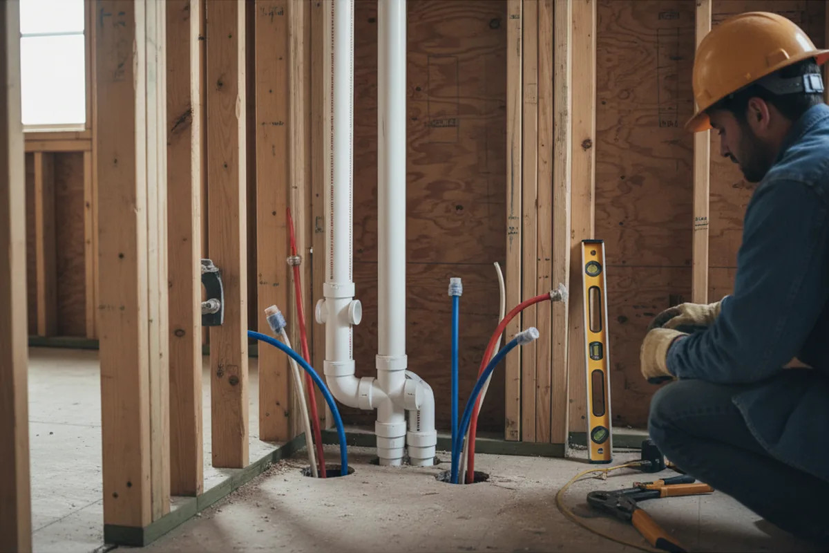 Drain and supply rough-in during Sump Pump Repair in Pooler